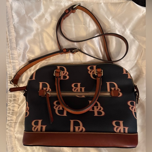 Dooney & Bourke Black and Brown Domed Satchel Bag-Excellent Used Condition - Picture 1 of 16